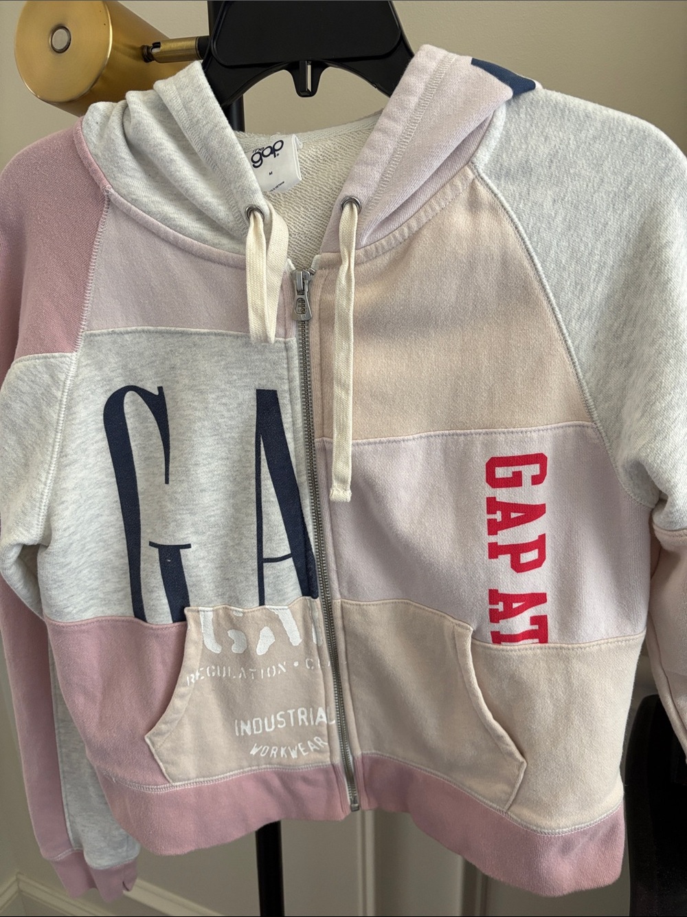 NWOT GAP Patchwork Zip Hoodie with Logo